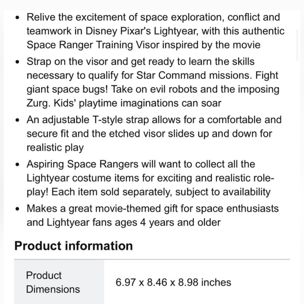 Pixar Lightyear Space Ranger Training Visor - Picture 10 of 10
